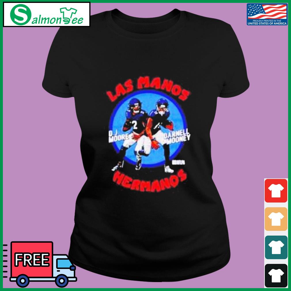 D.J. Moore & Darnell Mooney Chicago Las Manos Hermanos WHT shirt - Limotees