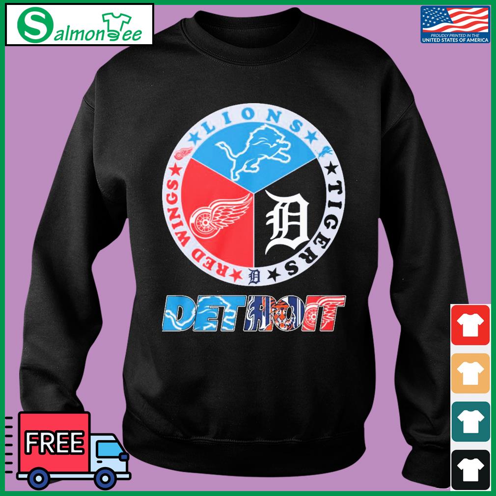 Detroit Tigers Detroit Lions Detroit Pistons Detroit Red Wings 2023  Champions logo shirt
