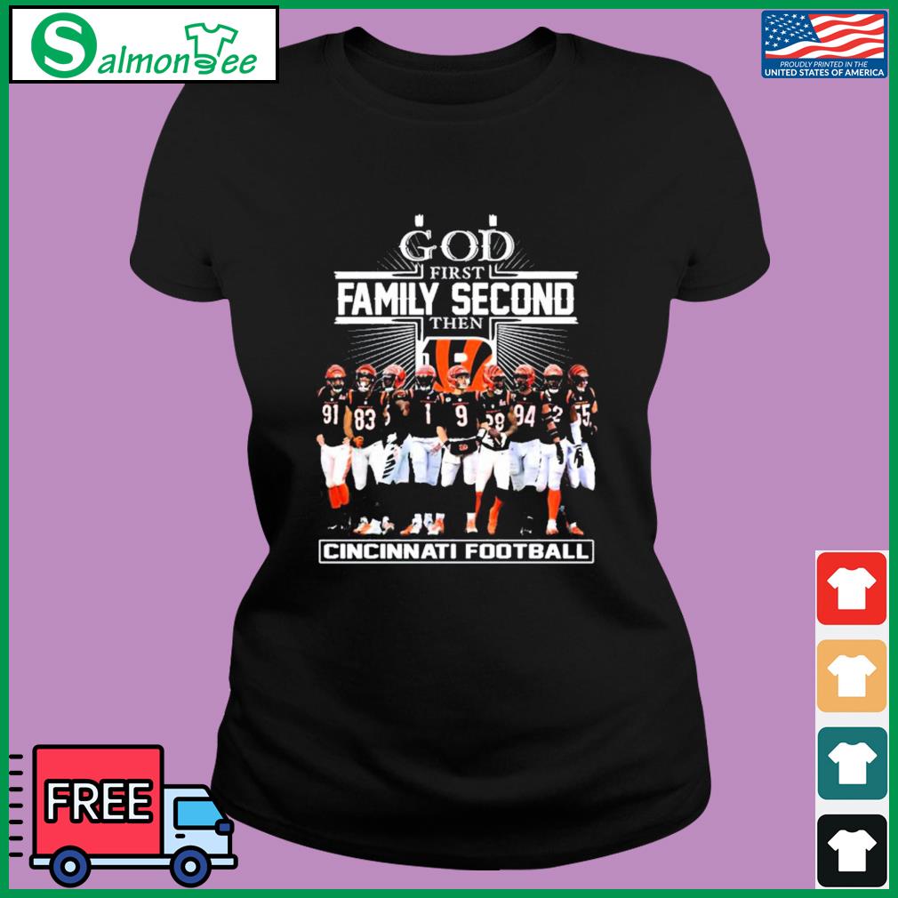 Rhinestone God first family second then Cincinnati Bengals football shirt,  hoodie, longsleeve, sweatshirt, v-neck tee