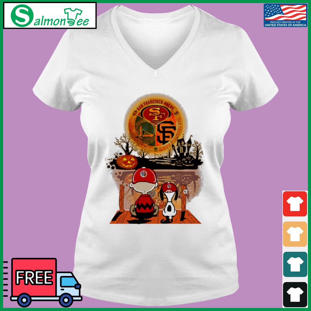 Charlie Brown And Snoopy Watching City San Francisco Giants T-shirt