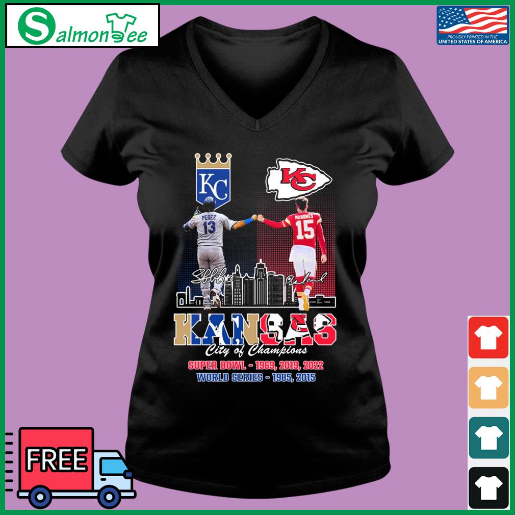 Kansas city Chiefs and Royals signatures Mahomes Perez shirt