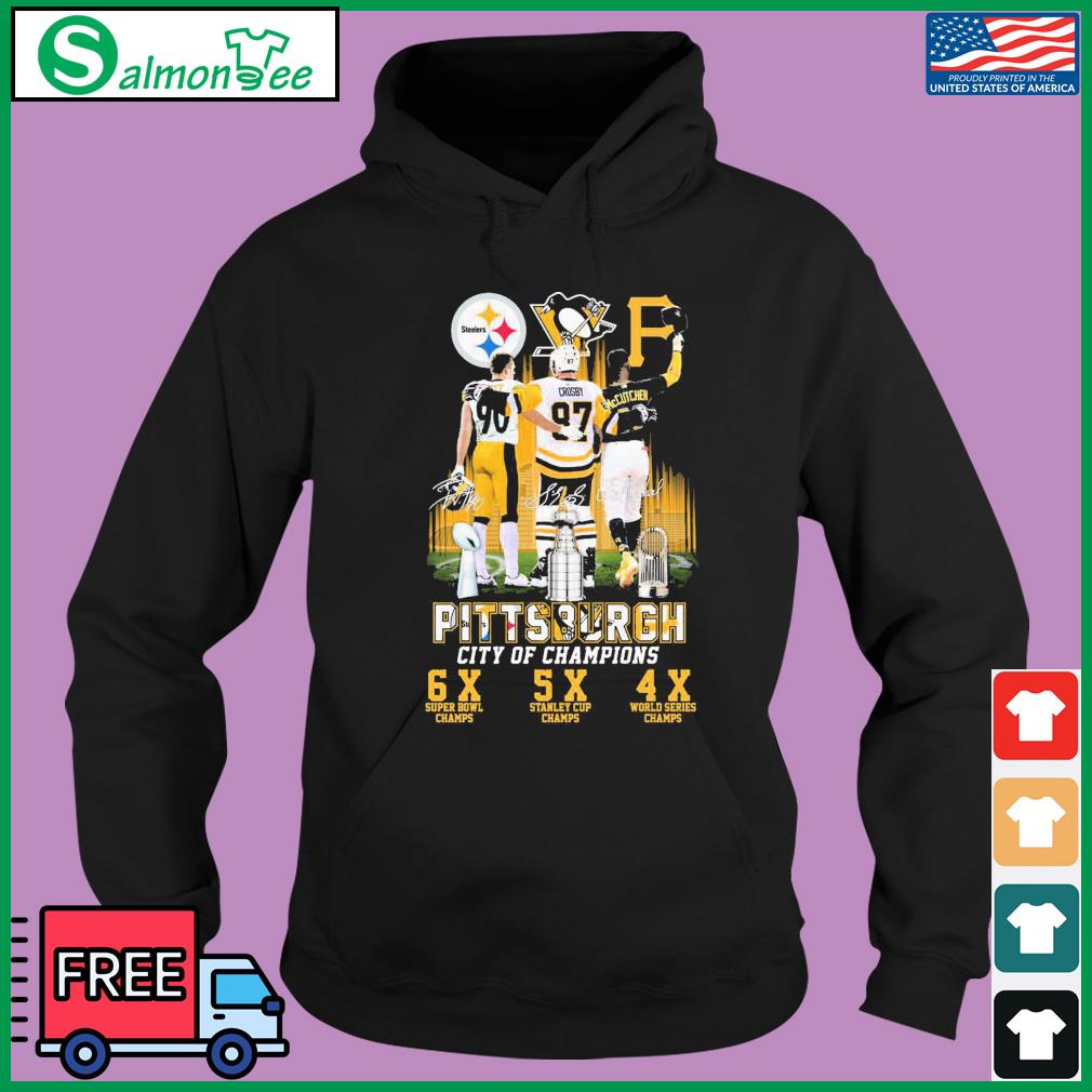 Pittsburgh City Of Champions Steelers Penguins Pirates Signatures Shirt,  hoodie, sweater, long sleeve and tank top