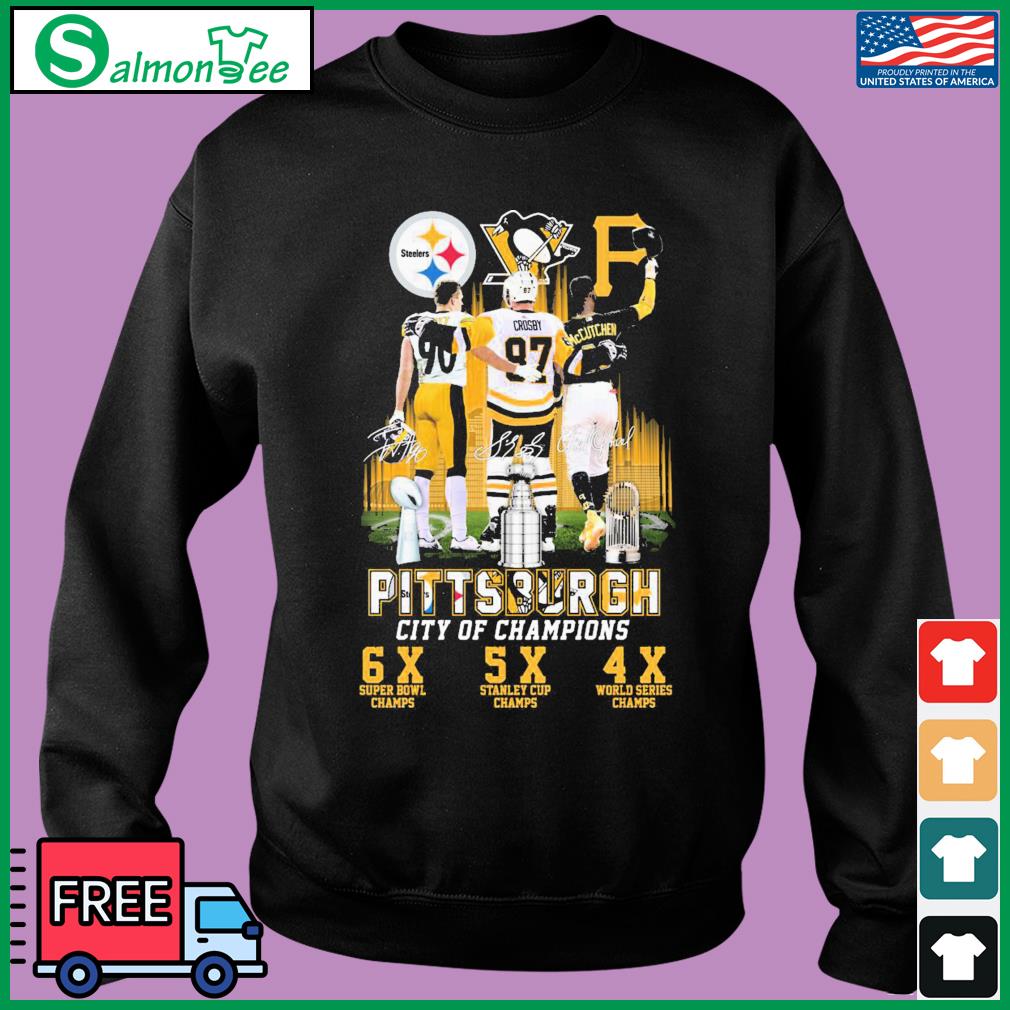 Pittsburgh City Of Champions Steelers Penguins Pirates Signatures Shirt,  hoodie, sweater, long sleeve and tank top