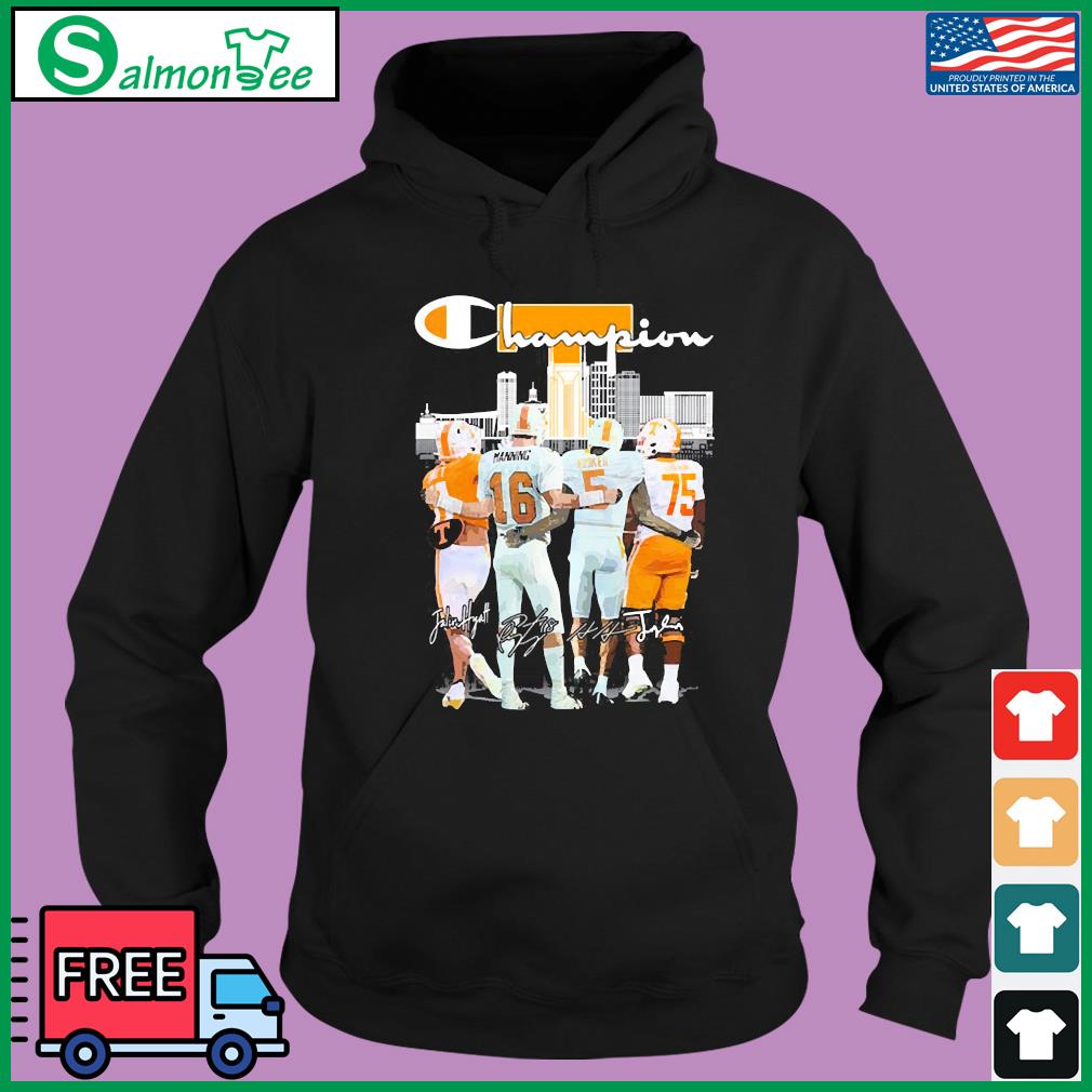 Peyton Manning and Hendon Hooker Tennessee Volunteers city skyline  champions signatures shirt, hoodie, sweater, long sleeve and tank top