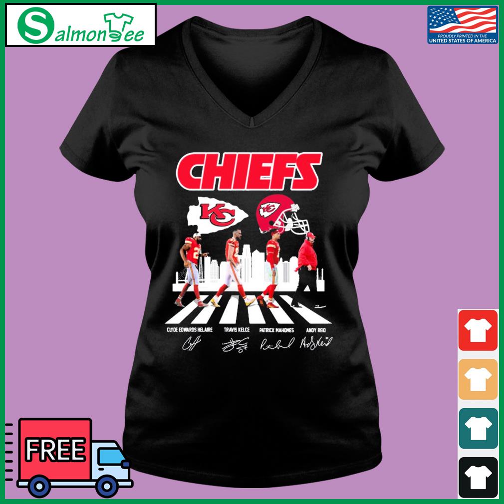 The Chiefs Clyde Edwards Helaire Travis Kelce Patrick Mahomes And Andy Reid  Abbey Road Signatures Shirt, hoodie, sweater, long sleeve and tank top