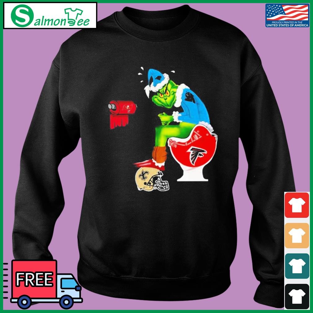 The Grinch Carolina Panthers Shit On Toilet Atlanta Falcons And Other Teams Christmas  Sweatshirt, hoodie, sweater, long sleeve and tank top