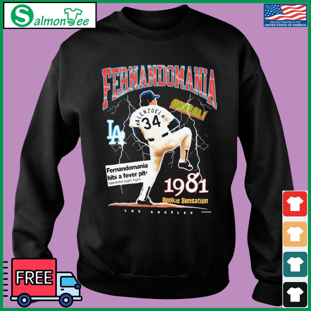 Number 34 Fernandomania Los Angeles Dodgers Fernando Valenzuela Shirt,  hoodie, longsleeve, sweater