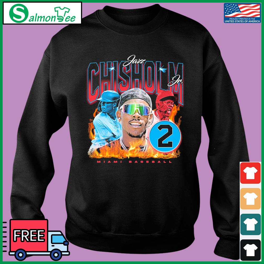 Miami Marlins City Jazz Chisholm T-Shirt from Homage. | Red | Vintage Apparel from Homage.