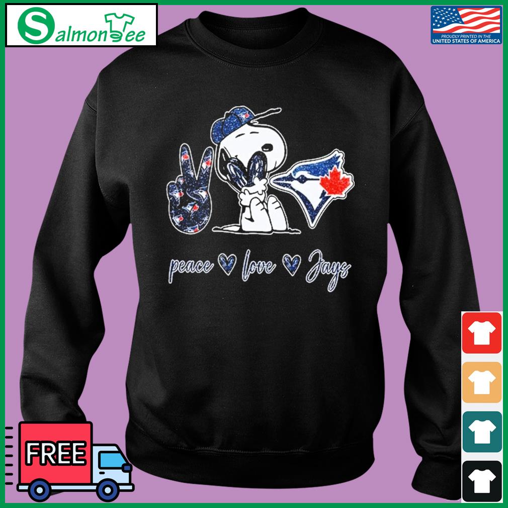 Official snoopy Peace Love Toronto Blue Jays Shirt, hoodie, tank top,  sweater and long sleeve t-shirt