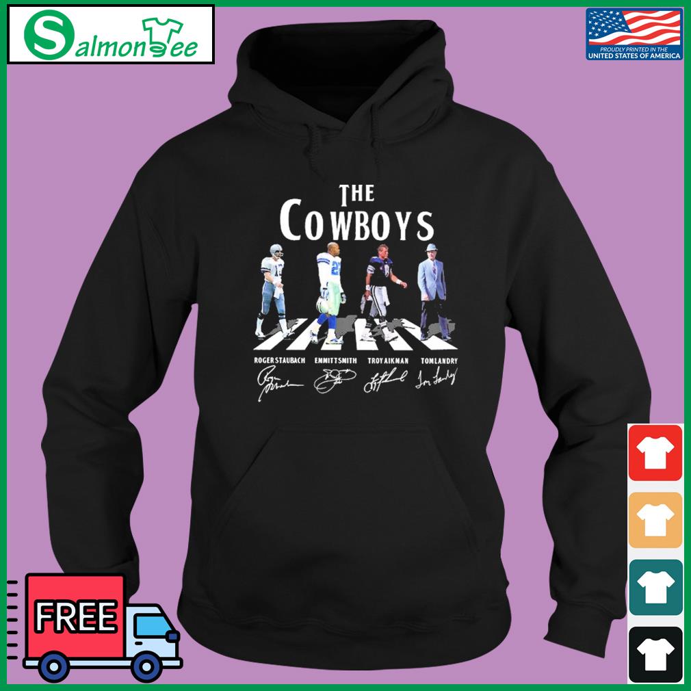 The cowboys Roger Staubach Emmitt Smith Troy Aikman Tom Landry signature  shirt, hoodie, sweater, long sleeve and tank top