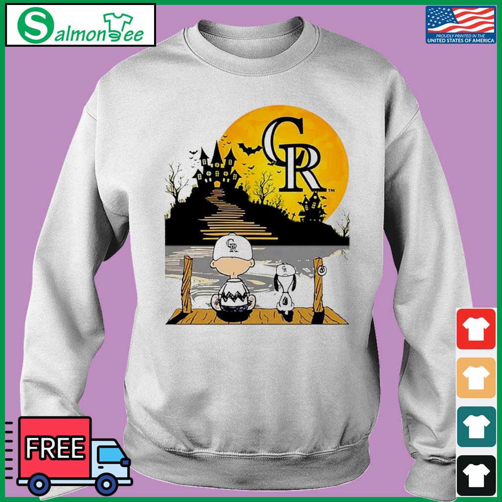 Colorado Rockies Snoopy and Charlie Brown Sit Under Moon Peanuts Halloween  shirt, hoodie, sweater, long sleeve and tank top