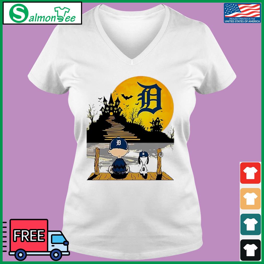 Detroit Tigers Peanuts Snoopy and Charlie Browns Watching Halloween Shirt,  hoodie, sweater and long sleeve