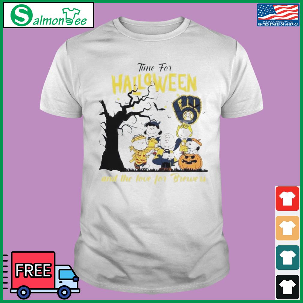 Official Peanuts Time For Halloween And The Love For Milwaukee Brewers Logo  2023 Shirt, hoodie, longsleeve, sweatshirt, v-neck tee