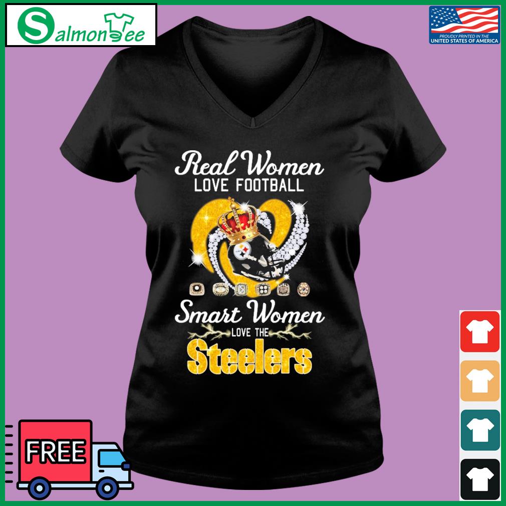 Official real women love Football smart women love the Steelers diamond  heart T-shirt, hoodie, sweater, long sleeve and tank top