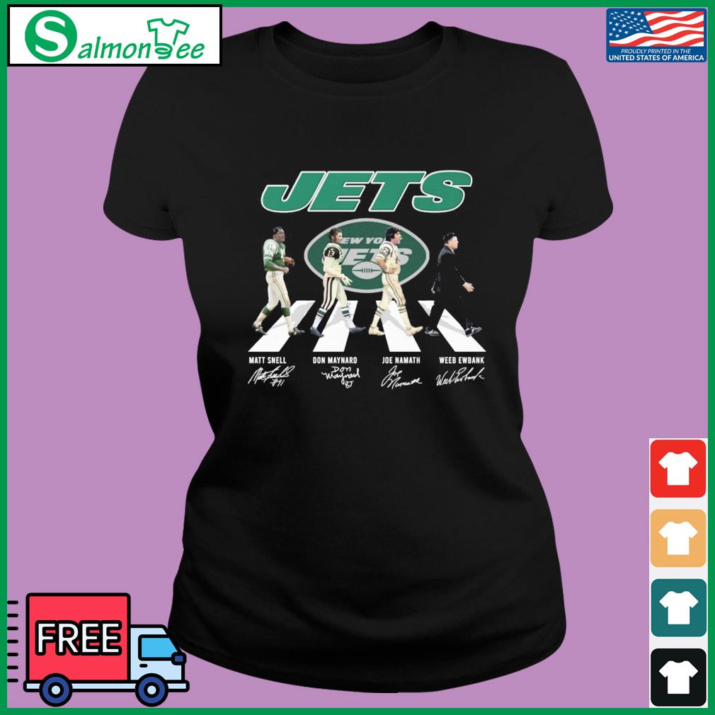 New York Jets Matt Snell Don Maynard Joe Namath Weeb Ewbank Abbey road  signatures t shirt