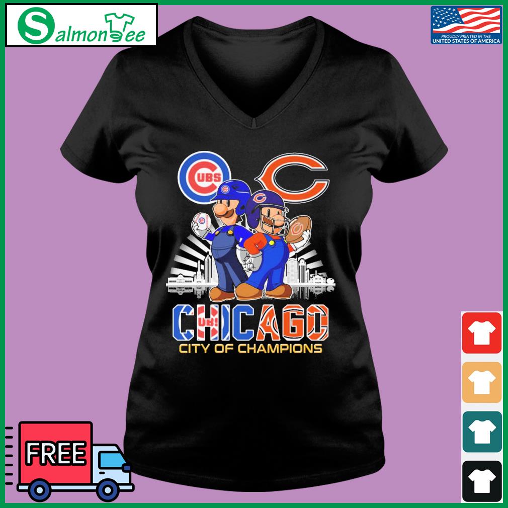 Official chicago City of champions, Chicago CUBS and Bear Mario Shirt,  hoodie, sweater, long sleeve and tank top