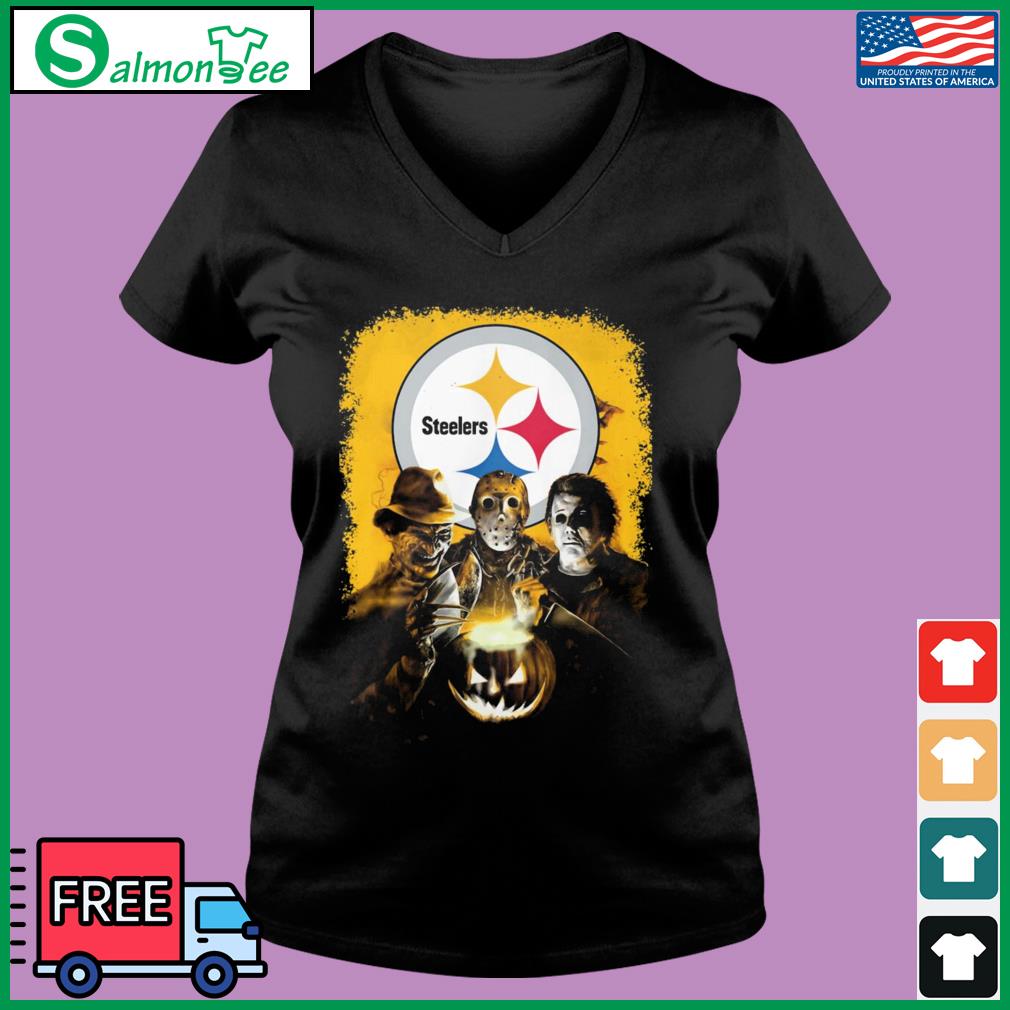 Michael Myers Freddy Krueger Jason Voorhees Pittsburgh Steelers Halloween T- Shirt