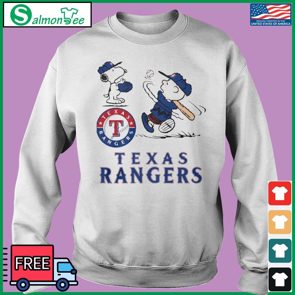 Peanuts Charlie Brown And Snoopy Playing Baseball Texas Rangers shirt,  hoodie, sweater, long sleeve and tank top