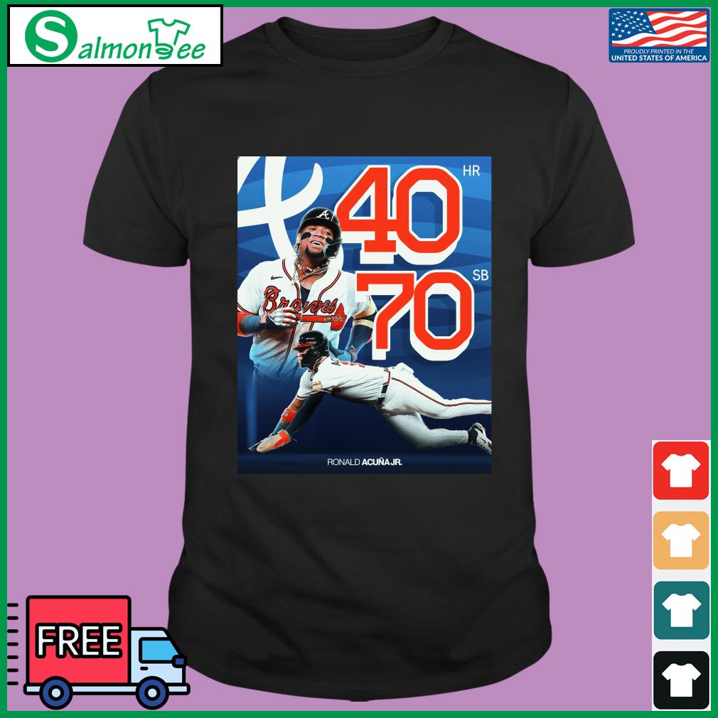 Rotowear Acuña: 40/70 Shirt | Ronald Acuña Jr. 40 Home Runs 70 Stolen Bases ATL 4XL